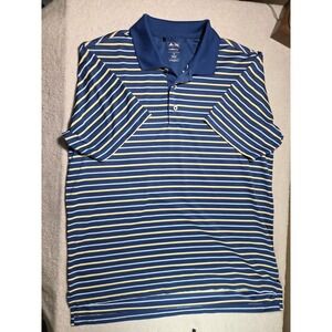 Adidas Climacool Men's Polo Shirt Medium Blue Yellow Stripe Performance Golf